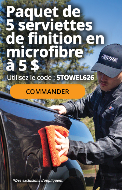 $5 Serviette en microfibre avec sac de détails. Commandez maintenant. Utilisez le code 5TOWEL626.