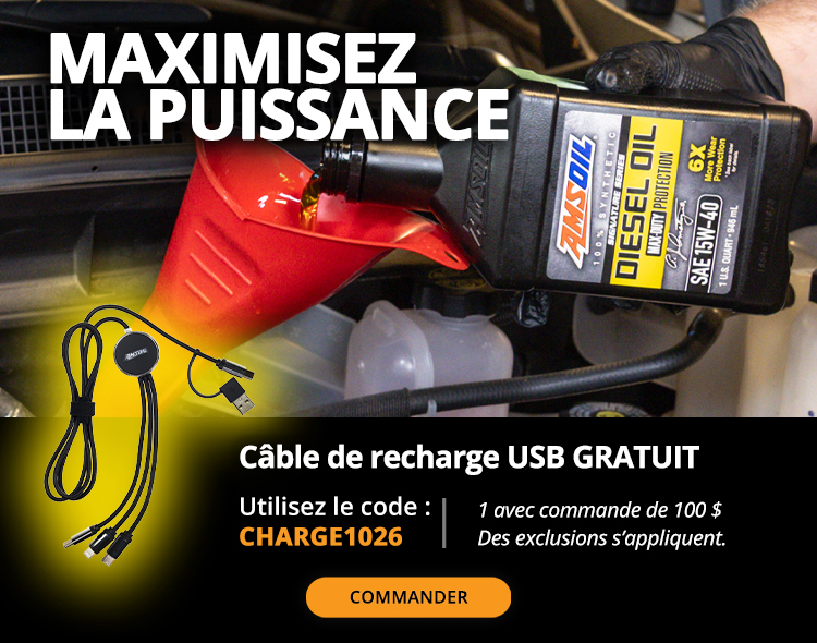 Maximisez la puissance. Câble de chargement USB gratuit pour toute commande de 100 $. Utilisez le code : CHARGE1026. Commandez maintenant. *Des exclusions s’appliquent.