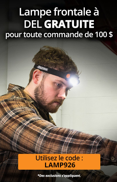 Free LED Headlamp with $100 order. Use Code: LAMP926. Order now. *Exclusions apply.