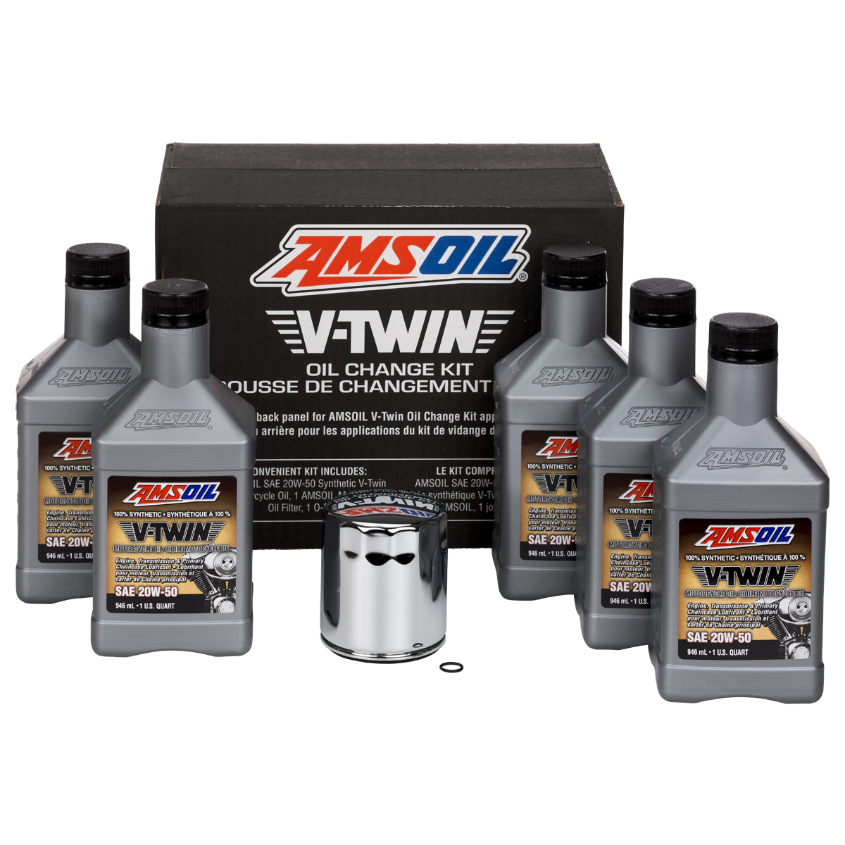 Amsoil Rug AMSOIL 20W-50 Synthetic V-Twin Oil Change Kit - 5 Quarts with Chrome ...